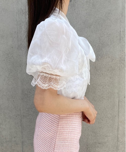 Crea titty&Co. PETIT（クレアティティーアンドコープチ）の「【Crea titty&Co. PETIT】レースリボンパフブラウス（シャツ/ブラウス・レディース・ホワイト・FREE）」の3枚目の写真