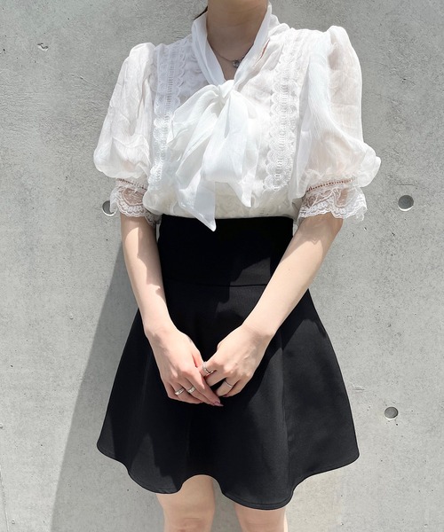 Crea titty&Co. PETIT（クレアティティーアンドコープチ）の「【Crea titty&Co. PETIT】レースリボンパフブラウス（シャツ/ブラウス・レディース・ホワイト・FREE）」の9枚目の写真