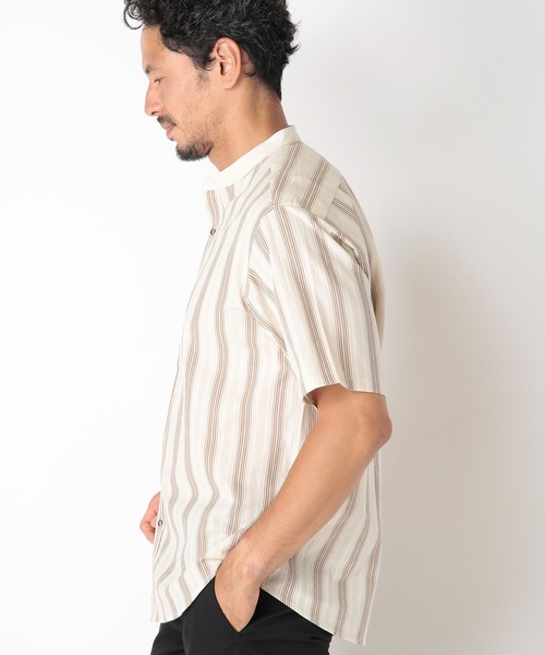 MEN'S BIGI（メンズビギ）の「オリエンタルジャガードストライプ半袖シャツ　fabric made in japan（シャツ/ブラウス・メンズ・ブルー/ベージュ・03/02/01）」の8枚目の写真