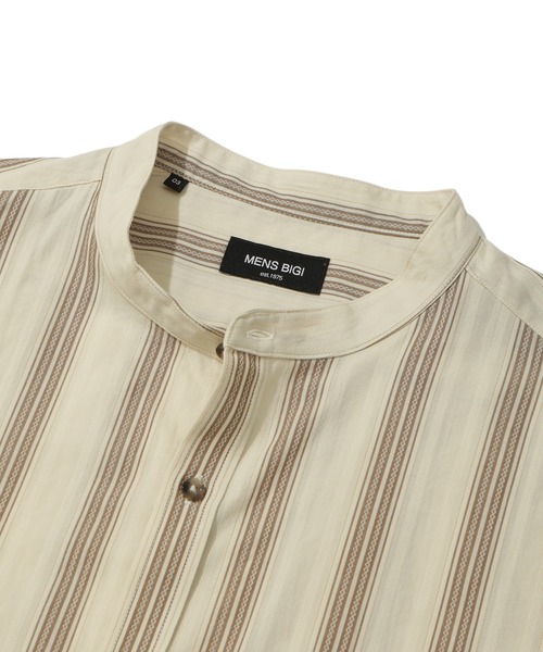 MEN'S BIGI（メンズビギ）の「オリエンタルジャガードストライプ半袖シャツ　fabric made in japan（シャツ/ブラウス・メンズ・ブルー/ベージュ・03/02/01）」の10枚目の写真