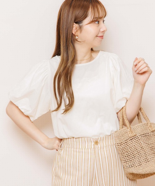 flower(フラワー)の「フェミニンパフブラウス(シャツ/ブラウス・レディース・アイボリー/ピンク・FREE)」の2枚目の写真