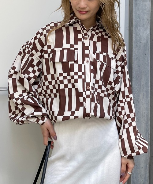 SPIRALGIRL（スパイラルガール）の「ブロックチェックショートジャケット（その他アウター・レディース・ブラック系/ブラウン系・FREE）」の7枚目の写真