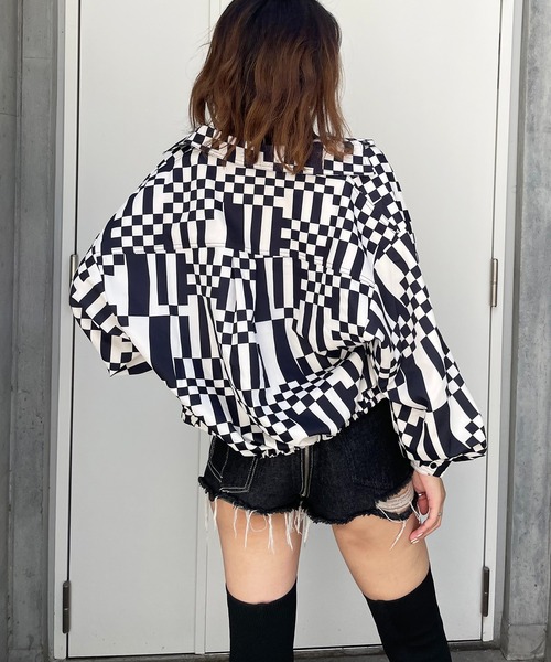 SPIRALGIRL（スパイラルガール）の「ブロックチェックショートジャケット（その他アウター・レディース・ブラック系/ブラウン系・FREE）」の5枚目の写真