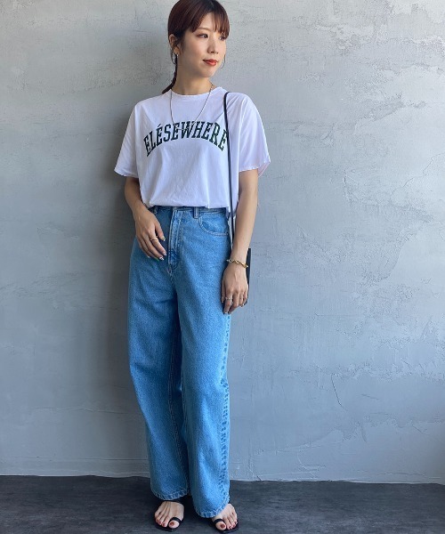 MICA&DEAL（マイカ＆ディール）の「[MICA&DEAL/マイカアンドディール] ELSEWHERE ロゴプリントTシャツ（Tシャツ/カットソー・レディース・ホワイト/ネイビー/チャコール・F）」の7枚目の写真