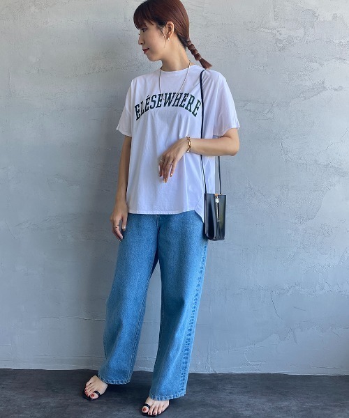 MICA&DEAL（マイカ＆ディール）の「[MICA&DEAL/マイカアンドディール] ELSEWHERE ロゴプリントTシャツ（Tシャツ/カットソー・レディース・ホワイト/ネイビー/チャコール・F）」の12枚目の写真