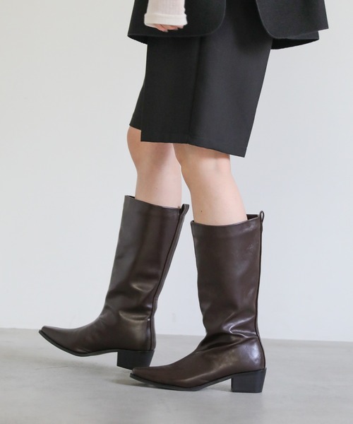 select MOCA(セレクトモカ)の「スクエアロングブーツ(ブーツ・レディース・ブラック/ブラウン・SMALL/MEDIUM/LARGE)」の11枚目の写真