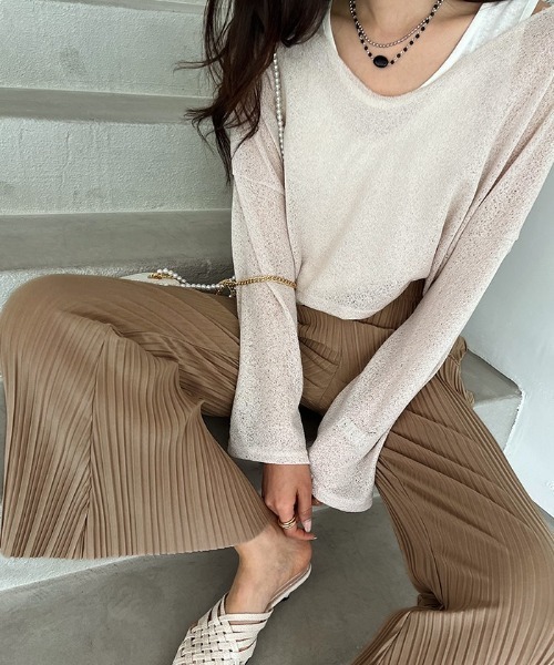 NANING9(ナンニング)の「NANING9 切りっぱなしバンディングプリーツパンツ(その他パンツ・レディース・ブラック/ベージュ/グレー/レッド/グリーン・FREE)」の13枚目の写真