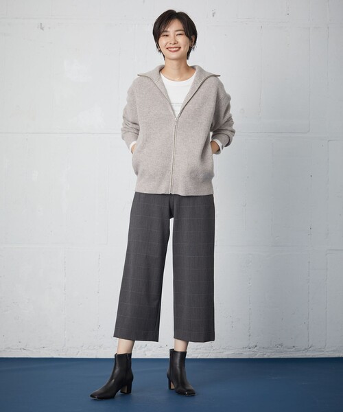 J.PRESS(ジェイプレス)の「【洗える】アルガンシルクチェック ワイドパンツ(その他パンツ・レディース・ブラウン系3/ライトグレー系3・T15/T17/T13)」の7枚目の写真