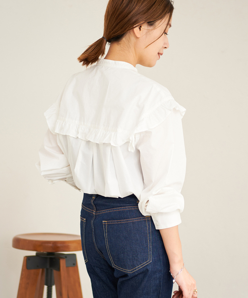 JOURNAL STANDARD（ジャーナルスタンダード）の「ショルダーフリルミドルブラウス（シャツ/ブラウス・レディース・ホワイト/ブラック/カーキ・FREE）」の18枚目の写真