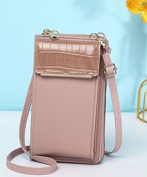 クロコ型押し　ミニお財布ショルダー/スマホ入れ