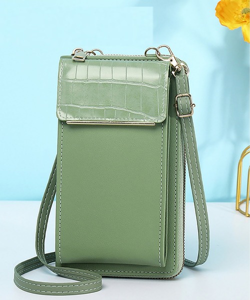 LOPASS（ロパス）の「クロコ型押し　ミニお財布ショルダー/スマホ入れ（ショルダーバッグ・レディース・グレー/グリーン/ピンク/ブラック・FREE）」の3枚目の写真