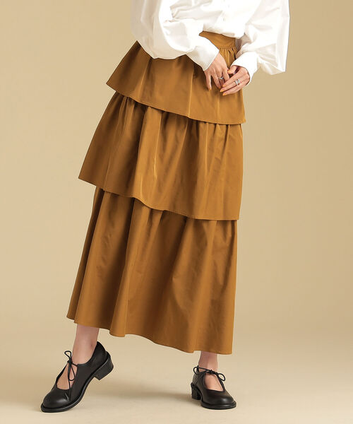 Ray BEAMS（レイビームス）の「Ray BEAMS / タフタ ティアード スカート（スカート・レディース・ブラック/カーキ・1/0）」の13枚目の写真