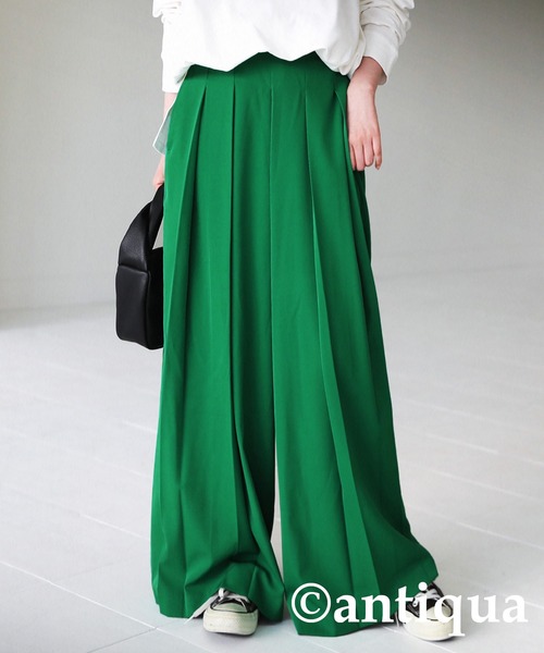 antiqua（アンティカ）の「プリーツタックワイドパンツ（その他パンツ・レディース・ブラック/グレー/グリーン・FREE）」の3枚目の写真