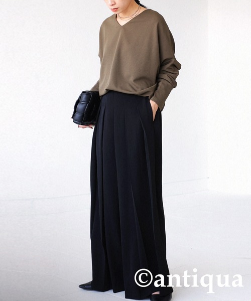 antiqua（アンティカ）の「プリーツタックワイドパンツ（その他パンツ・レディース・ブラック/グレー/グリーン・FREE）」の7枚目の写真