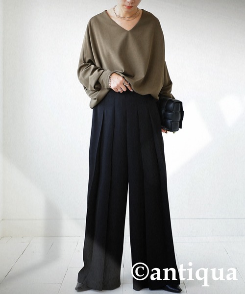 antiqua（アンティカ）の「プリーツタックワイドパンツ（その他パンツ・レディース・ブラック/グレー/グリーン・FREE）」の9枚目の写真