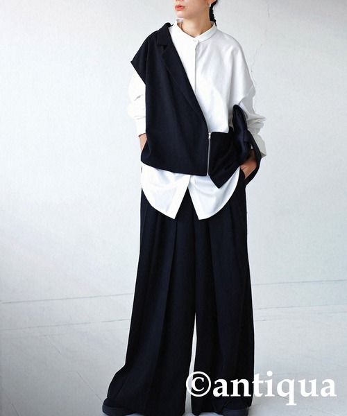 antiqua（アンティカ）の「プリーツタックワイドパンツ（その他パンツ・レディース・ブラック/グレー/グリーン・FREE）」の10枚目の写真