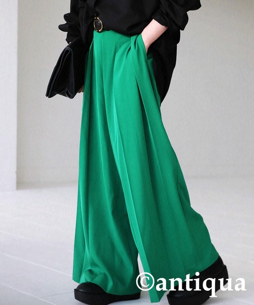 antiqua（アンティカ）の「プリーツタックワイドパンツ（その他パンツ・レディース・ブラック/グレー/グリーン・FREE）」の18枚目の写真