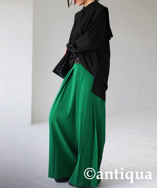 antiqua（アンティカ）の「プリーツタックワイドパンツ（その他パンツ・レディース・ブラック/グレー/グリーン・FREE）」の17枚目の写真