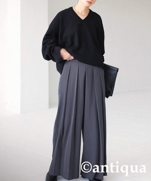 antiqua（アンティカ）の「プリーツタックワイドパンツ（その他パンツ・レディース・ブラック/グレー/グリーン・FREE）」の13枚目の写真