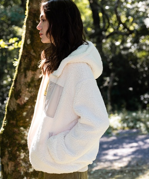 OUTDOOR PRODUCTS(アウトドアプロダクツ)の「【OUTDOOR PRODUCTS/アウトドアプロダクツ】ボアフードブルゾン パーカー モコモコ ビッグシルエット(パーカー・レディース・ブラック/ベージュ/ライトブラウン/アイボリー・MEDIUM)」の9枚目の写真