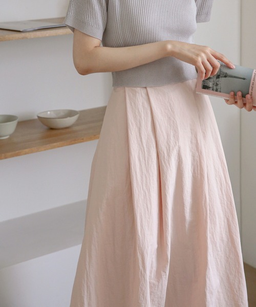 UNE MANSION（ユヌマンション）の「ワッシャーフレアロングスカート（スカート・レディース・スカイブルー/ネイビー/ピンク/アイボリー・FREE）」の14枚目の写真