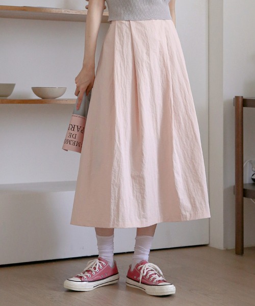 UNE MANSION（ユヌマンション）の「ワッシャーフレアロングスカート（スカート・レディース・スカイブルー/ネイビー/ピンク/アイボリー・FREE）」の15枚目の写真
