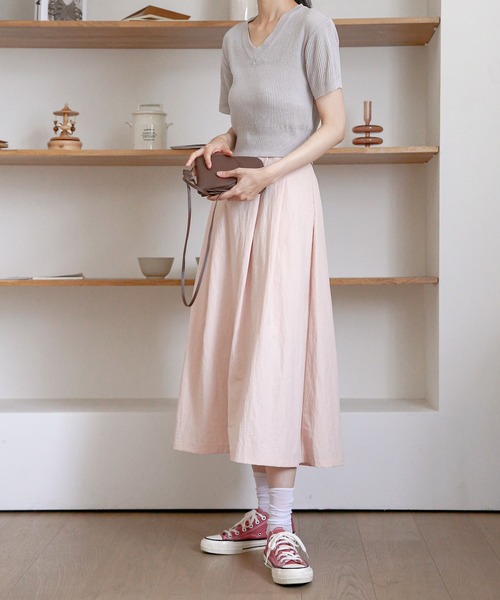 UNE MANSION（ユヌマンション）の「ワッシャーフレアロングスカート（スカート・レディース・スカイブルー/ネイビー/ピンク/アイボリー・FREE）」の16枚目の写真