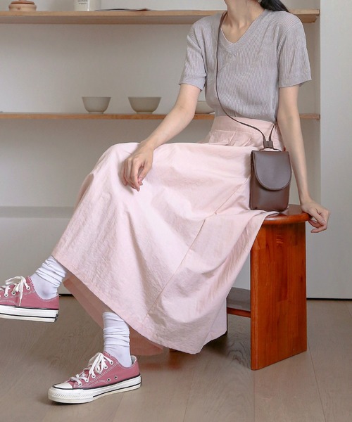 UNE MANSION（ユヌマンション）の「ワッシャーフレアロングスカート（スカート・レディース・スカイブルー/ネイビー/ピンク/アイボリー・FREE）」の18枚目の写真