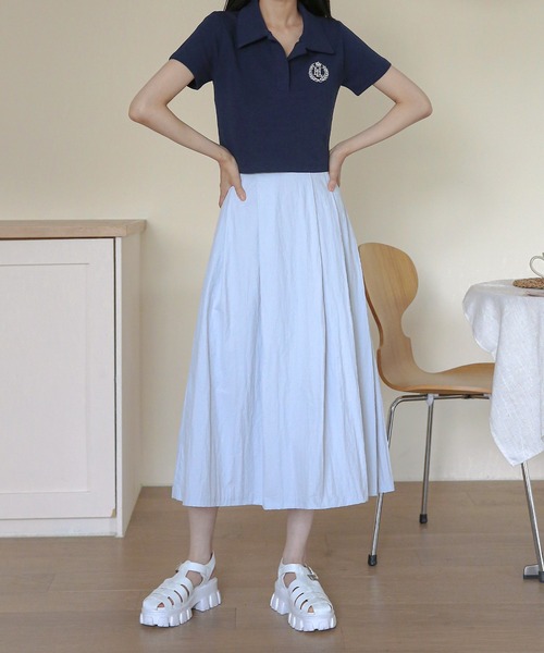 UNE MANSION（ユヌマンション）の「ワッシャーフレアロングスカート（スカート・レディース・スカイブルー/ネイビー/ピンク/アイボリー・FREE）」の20枚目の写真