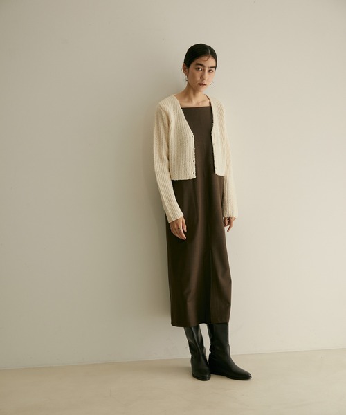 SALON adam et rope'(サロン アダム エ ロペ)の「【WEB限定】カールヤーンVネックショートカーディガン(カーディガン/ボレロ・レディース・チャコールグレー/オフホワイト・FREE)」の18枚目の写真