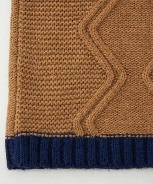 WHITE MOUNTAINEERING（ホワイトマウンテニアリング）の「2TONE CREW NECK KNIT（ニット/セーター・メンズ・チャコール/キャメル・1/2）」の6枚目の写真