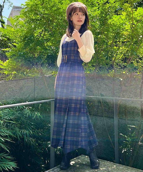 SWINGLE（スウィングル）の「ベルト付きチェックキャミワンピース