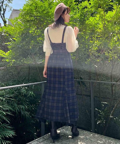 SWINGLE（スウィングル）の「ベルト付きチェックキャミワンピース