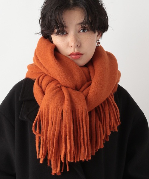marimekko オレンジ フリンジマフラー marimekko オレンジ フリンジマフラー