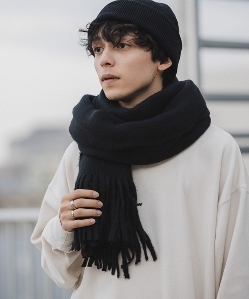 ラッセル編み/ボリュームフリンジマフラー（マフラー）｜RAGEBLUE