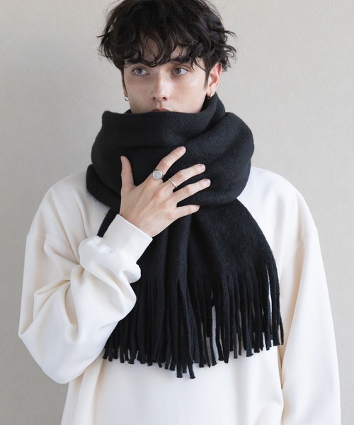 ラッセル編み/ボリュームフリンジマフラー（マフラー）｜RAGEBLUE