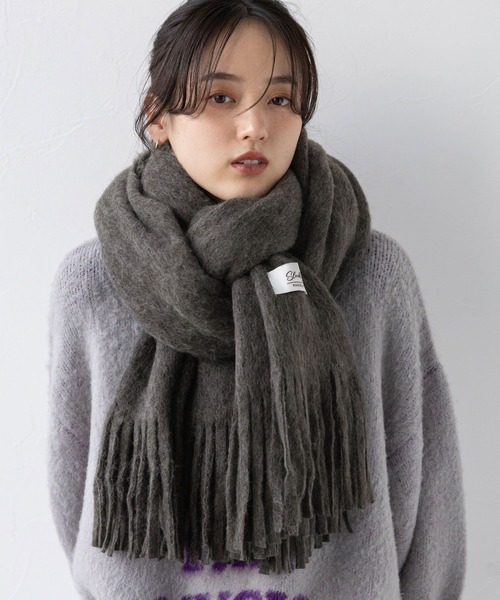 ラッセル編み/ボリュームフリンジマフラー（マフラー）｜RAGEBLUE