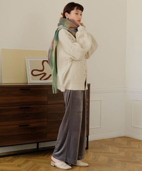 Bab（バブ）の「起毛チェック柄マフラー（マフラー・レディース・イエロー/ブルー/パープル・ONESIZE）」の17枚目の写真