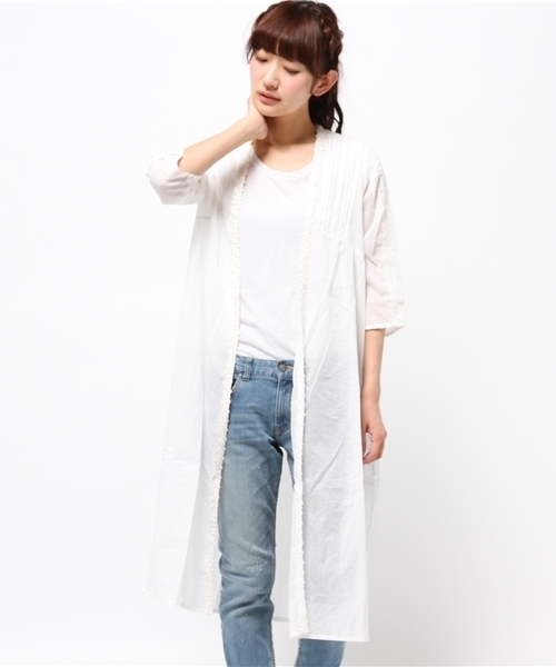 mystic（ミスティック）の「ローンガウン（シャツ/ブラウス・レディース・ブラック/エメラルド/オレンジ/オフホワイト・ﾌﾘ-）」の2枚目の写真