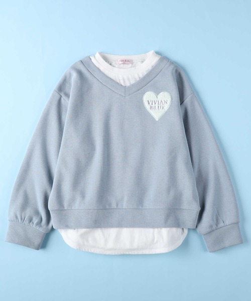 VIVIAN BLUE(ビビアンブルー)の「【VIVIAN BLUE】フェイクレイヤードトップス(スウェット・キッズ・ブルー/オフホワイト・130/140/150/120)」の12枚目の写真