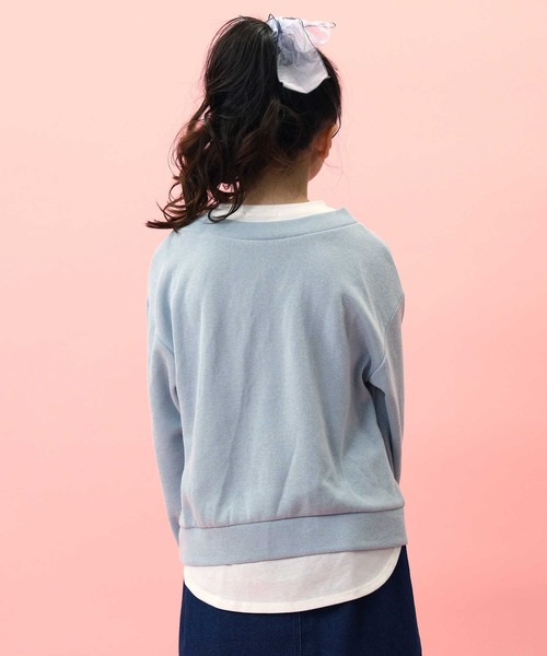 VIVIAN BLUE(ビビアンブルー)の「【VIVIAN BLUE】フェイクレイヤードトップス(スウェット・キッズ・ブルー/オフホワイト・130/140/150/120)」の8枚目の写真