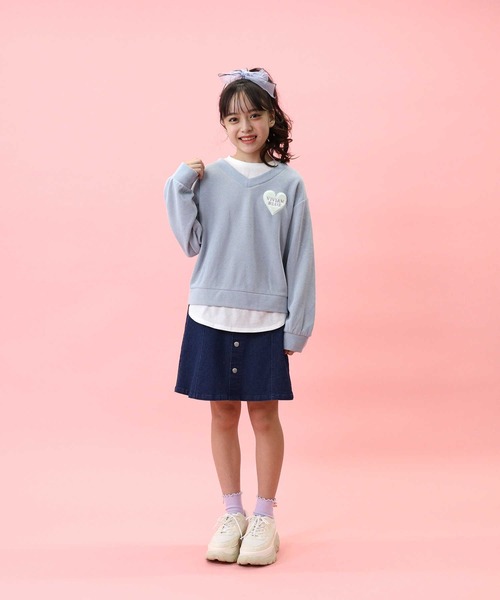 VIVIAN BLUE(ビビアンブルー)の「【VIVIAN BLUE】フェイクレイヤードトップス(スウェット・キッズ・ブルー/オフホワイト・130/140/150/120)」の9枚目の写真