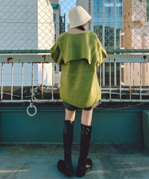 SPINNS（スピンズ）の「ニットクローシュハット（ハット・レディース・オフホワイト/ブラック・ONESIZE）」の12枚目の写真