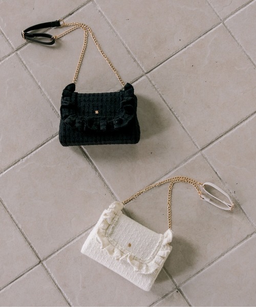 OLIVE des OLIVE（オリーブデオリーブ）の「ツイードフリルショルダー（ショルダーバッグ・レディース・ブラック/アイボリー・FREE）」の9枚目の写真