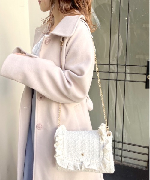 OLIVE des OLIVE（オリーブデオリーブ）の「ツイードフリルショルダー（ショルダーバッグ・レディース・ブラック/アイボリー・FREE）」の5枚目の写真