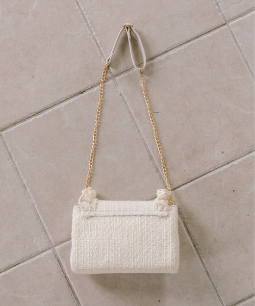 OLIVE des OLIVE（オリーブデオリーブ）の「ツイードフリルショルダー（ショルダーバッグ・レディース・ブラック/アイボリー・FREE）」の11枚目の写真