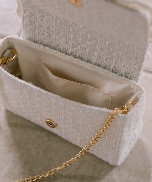 OLIVE des OLIVE（オリーブデオリーブ）の「ツイードフリルショルダー（ショルダーバッグ・レディース・ブラック/アイボリー・FREE）」の7枚目の写真