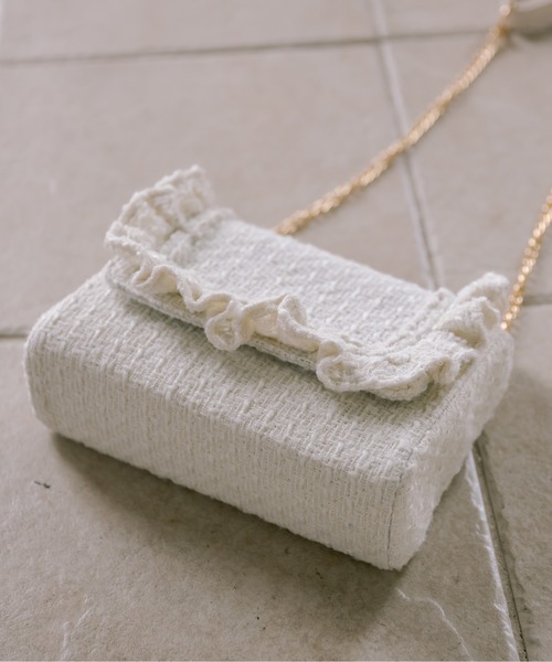 OLIVE des OLIVE（オリーブデオリーブ）の「ツイードフリルショルダー（ショルダーバッグ・レディース・ブラック/アイボリー・FREE）」の3枚目の写真