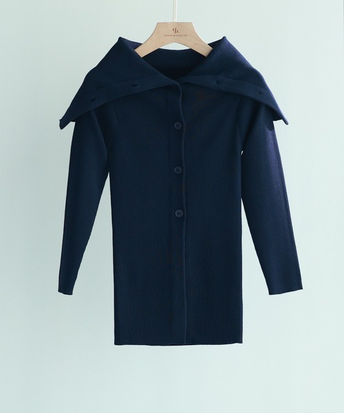 SAISON DE PAPILLON（セゾンドパピヨン）の「オフショルダーリブニットプルオーバー（カーディガン/ボレロ・レディース・ベージュ/ピンク/モカ/ネイビー・L/M）」の5枚目の写真