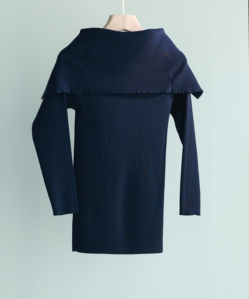 SAISON DE PAPILLON（セゾンドパピヨン）の「オフショルダーリブニットプルオーバー（カーディガン/ボレロ・レディース・ベージュ/ピンク/モカ/ネイビー・L/M）」の6枚目の写真